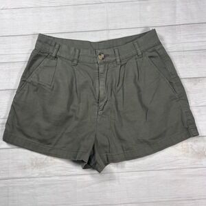 Free People Billie Chino Shorts Pleated Size 2 Olive Green High Rise